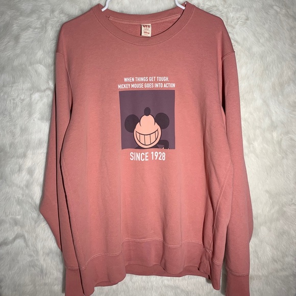Disney Mickey Mouse Sweatshirt L Peach Pink - Picture 1 of 4